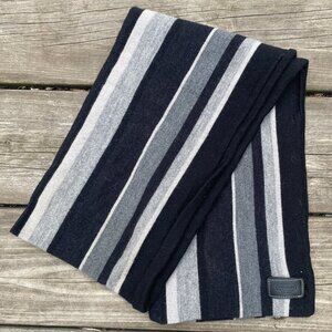 Muffler Wool Coach Scarf Striped Black Gray